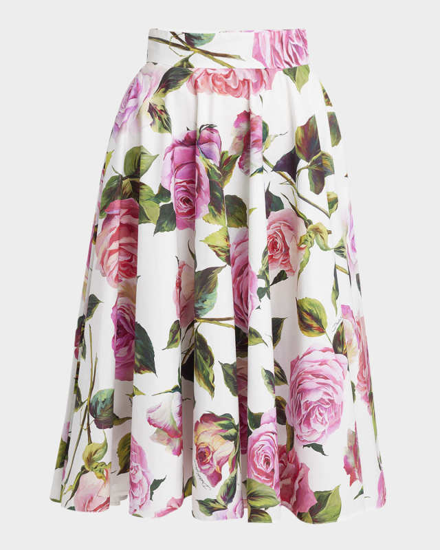 Rose Flare Midi Skirt